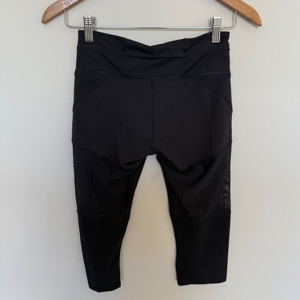 Lululemon Women Crop Leggings 4 Black Mesh Panel Cropped Workout Gym Yoga Active - Picture 6 of 6